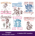 Cowgirl DTF Gang Sheet, 23x45 in. Western Heat transfers