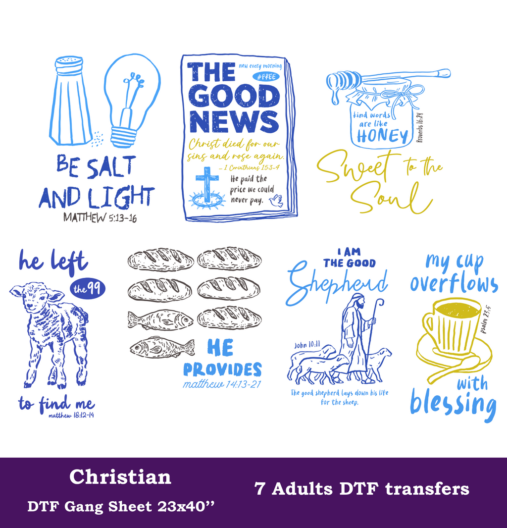 Christian DTF Gang Sheet, 23x40 in. Heat transfers