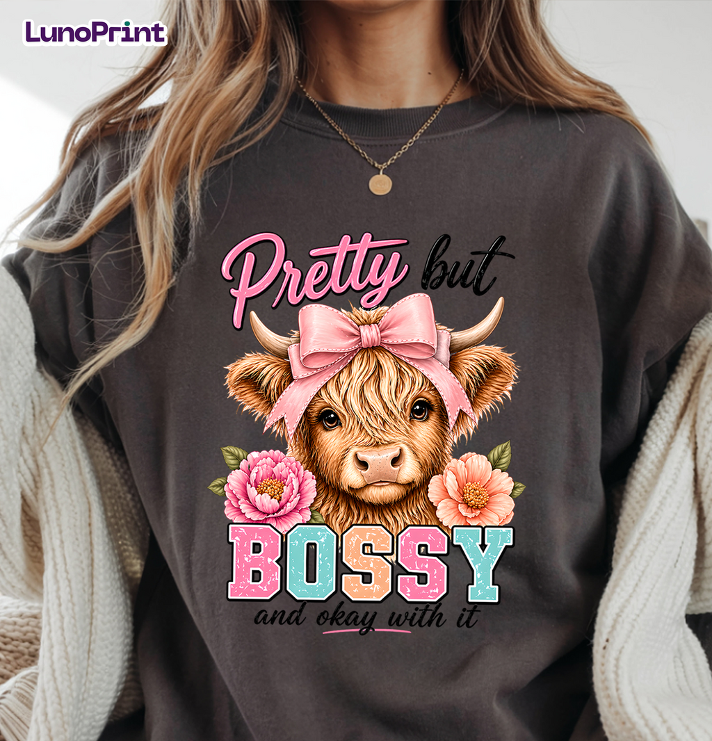 Funny Cow DTF Gang Sheet, 23x30 in. Highland Cow Heat transfers