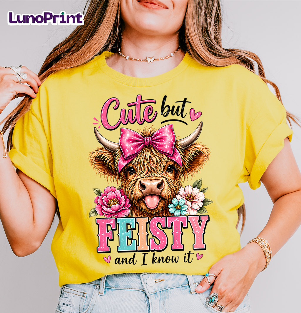 Funny Cow DTF Gang Sheet, 23x30 in. Highland Cow Heat transfers
