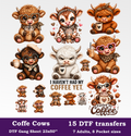Coffee Cows DTF Gang Sheet, 23x50 in. Heat transfers