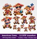 American Cows DTF Gang Sheet, 23x40 in. 4th of July Heat transfers