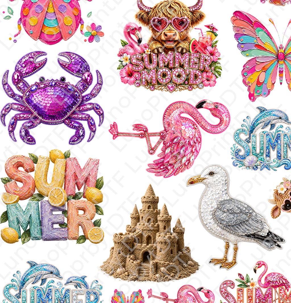Summer DTF Gang Sheet for Kids, 23x30 in. Cute Heat transfers