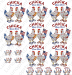 American Chicka Boom Boom DTF Gang Sheet, 23x50 in. 4th of July Heat transfers