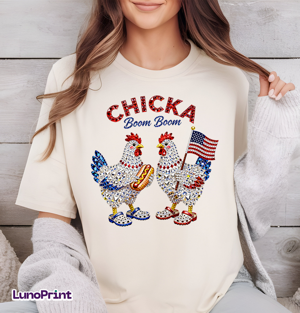 American Chicka Boom Boom DTF Gang Sheet, 23x50 in. 4th of July Heat transfers