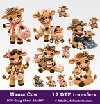 Mama Cows DTF Gang Sheet, 23x38 in. Mothers Day Heat transfers