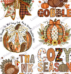 Thanksgiving DTF Gang Sheet, 23x30 in. 9 Ready to Press Heat transfers