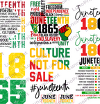Juneteenth DTF Gang Sheet, 23x40 in. Ready-to-press Heat transfers
