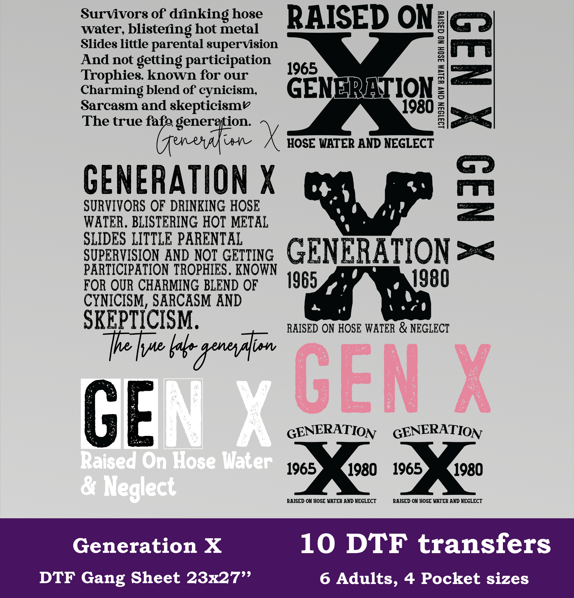 Generation X DTF Gang Sheet, 23x27 in. Heat transfers