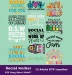 Social Worker DTF Gang Sheet, 23x60 in. Ready to Press Heat transfers