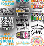 Social Worker DTF Gang Sheet, 23x60 in. Ready to Press Heat transfers