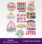 Teacher DTF Gang Sheet, 23x60 in. Ready to Press Heat transfers