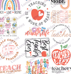 Teacher DTF Gang Sheet, 23x60 in. Ready to Press Heat transfers