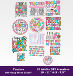 Teacher DTF Gang Sheet, 23x60 in. Ready to Press Heat transfers
