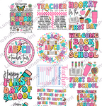 Teacher DTF Gang Sheet, 23x60 in. Ready to Press Heat transfers