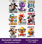 Sarcastic Animals DTF Gang Sheet, 23x32 in. Funny Ready to Press Heat transfers