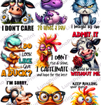 Sarcastic Animals DTF Gang Sheet, 23x32 in. Funny Ready to Press Heat transfers