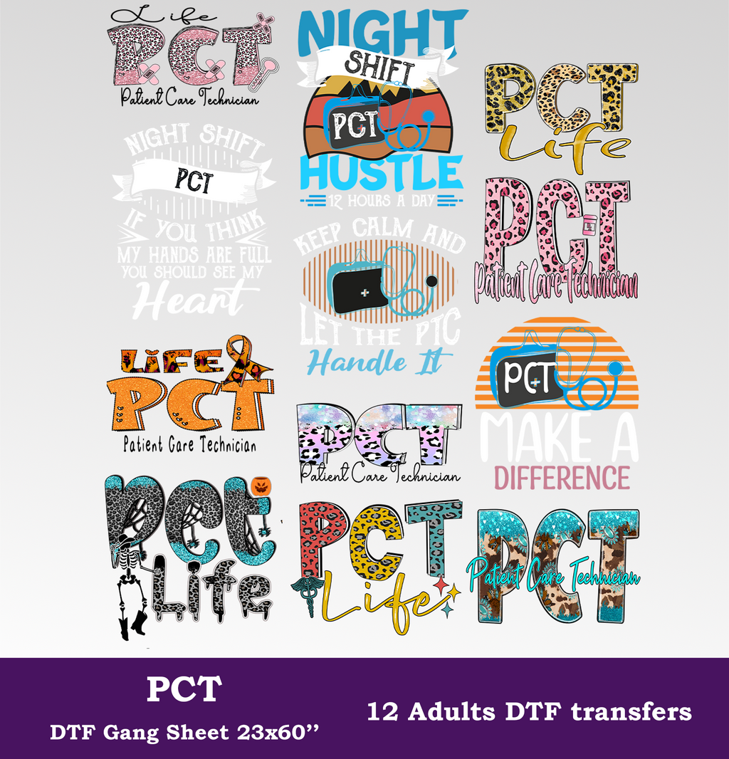 PCT DTF Gang Sheet, 23x60 in. Ready to Press Heat transfers