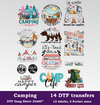 Camping DTF Gang Sheet, 23x60 in. Ready to Press Heat transfers