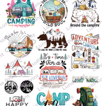 Camping DTF Gang Sheet, 23x60 in. Ready to Press Heat transfers