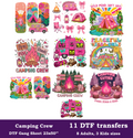 Camping Crew DTF Gang Sheet, 23x50 in. Cute Pink Camp Heat transfers