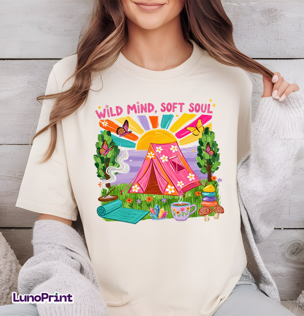 Camping Crew DTF Gang Sheet, 23x50 in. Cute Pink Camp Heat transfers