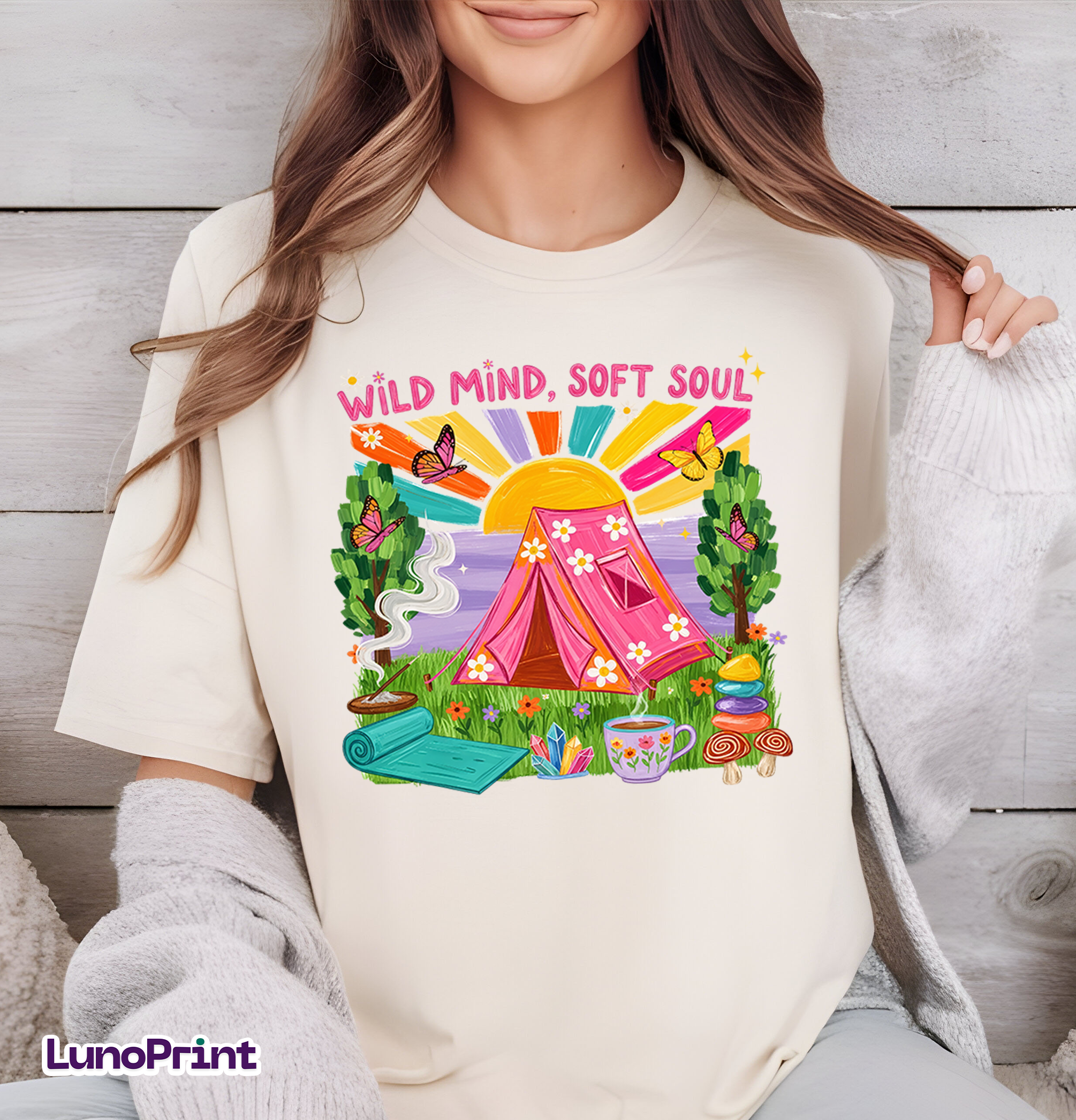 Camping Crew DTF Gang Sheet, 23x50 in. Cute Pink Camp Heat transfers