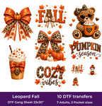 Leopard Fall DTF Gang Sheet, 23x30 in. Cute Ready to Press Heat transfers