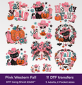 Pink Western Fall DTF Gang Sheet for Adults/Kids, 23x50/23x30 in. Cute Heat transfers