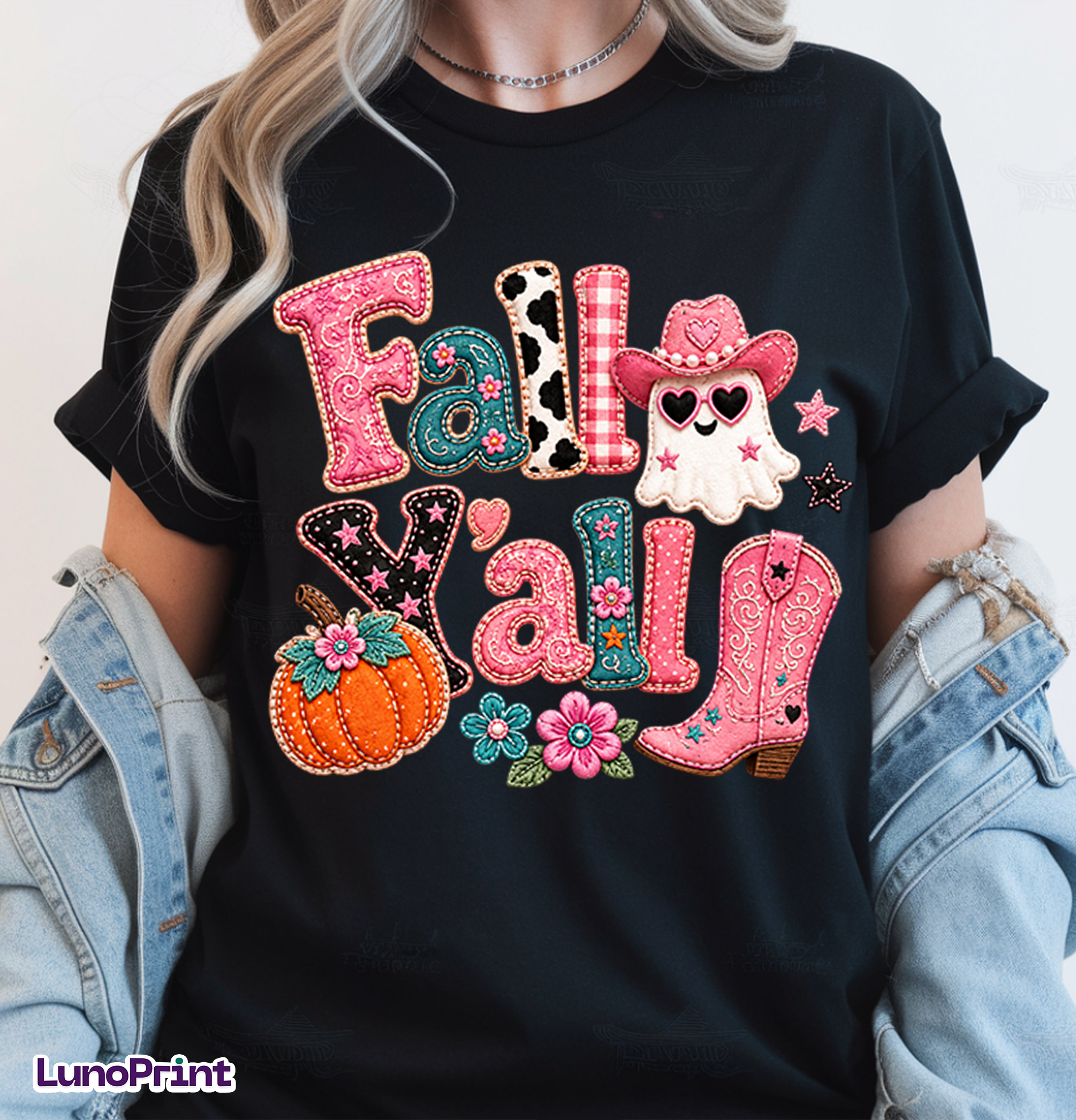 Pink Western Fall DTF Gang Sheet for Adults/Kids, 23x50/23x30 in. Cute Heat transfers