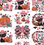 Pink Western Fall DTF Gang Sheet for Adults/Kids, 23x50/23x30 in. Cute Heat transfers