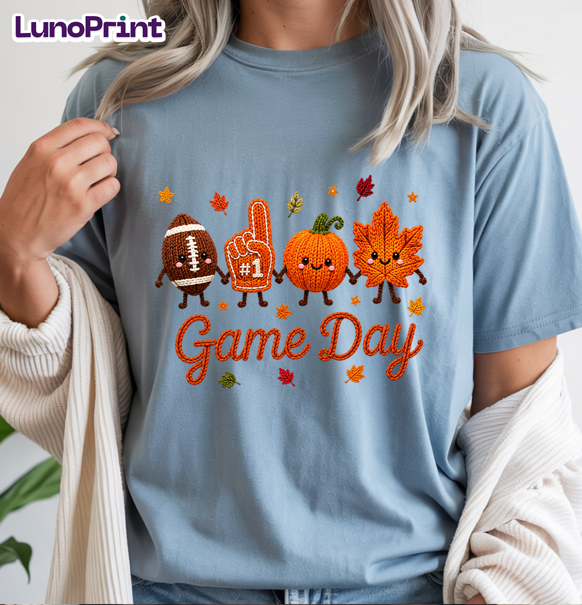 Faux Yarn Touchdown Season DTF Gang Sheet, 23x40 in. Game Day Ready-to-press Heat transfers