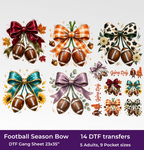 Football Season Bow DTF Gang Sheet, 23x35 in. Game Day Ready to Press Heat transfers