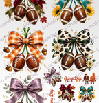 Football Season Bow DTF Gang Sheet, 23x35 in. Game Day Ready to Press Heat transfers
