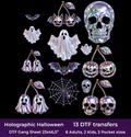 Holographic Halloween DTF Gang Sheet, 23x46.5 in. Realistic Heat transfers