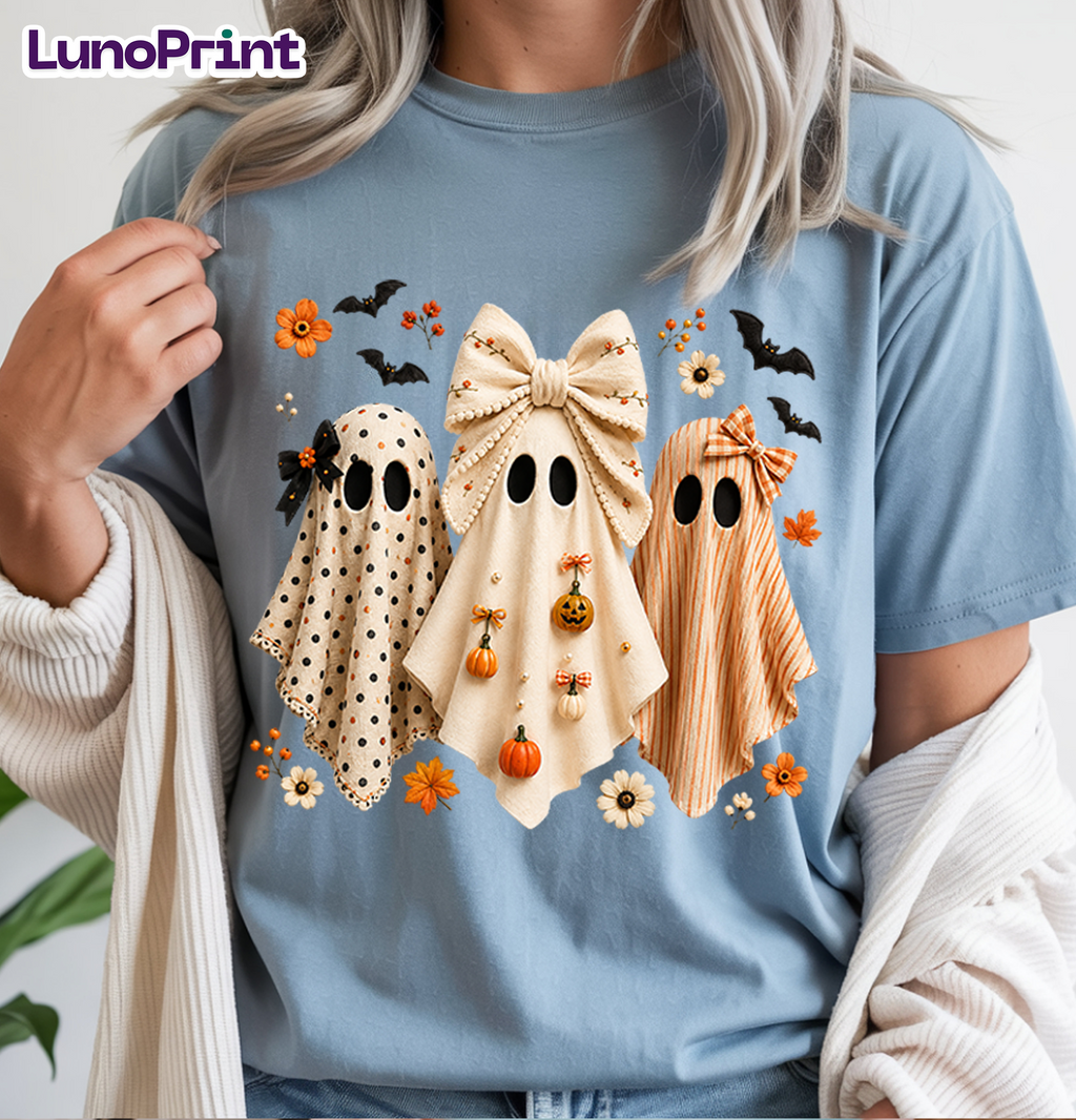 Halloween Ghost DTF Gang Sheet, 23x50 in. Realistic Heat transfers