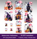 Watercolor Halloween DTF Gang Sheet, 23x50 in. Cute Heat transfers