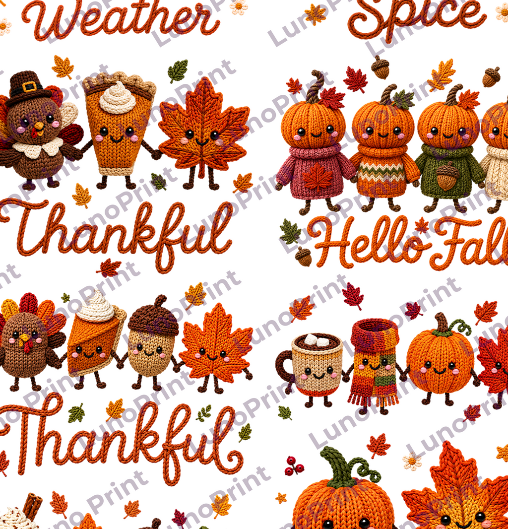 Crochet Fall DTF Gang Sheet, 23x36 in. Ready to Press Heat transfers