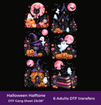 Watercolor Halloween Halftone DTF Gang Sheet, 23x38 in. Ready-to-press Heat transfers