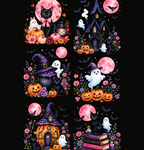 Watercolor Halloween Halftone DTF Gang Sheet, 23x38 in. Ready-to-press Heat transfers