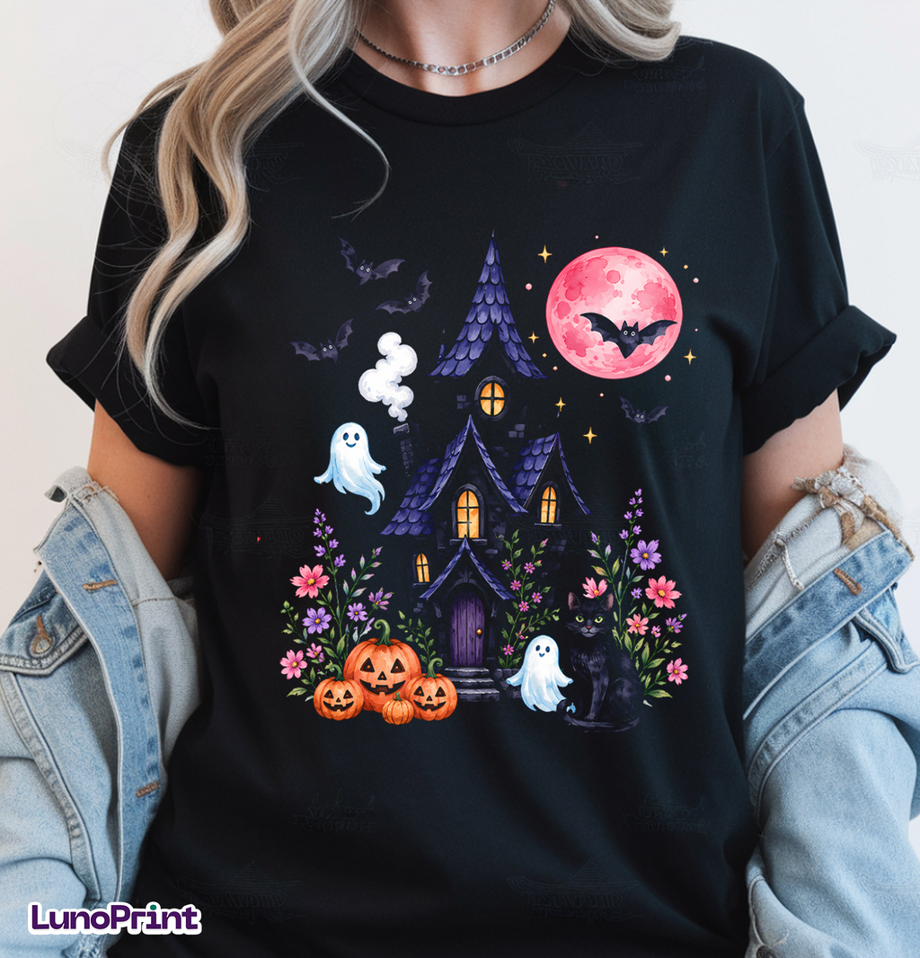 Watercolor Halloween Halftone DTF Gang Sheet, 23x38 in. Ready-to-press Heat transfers