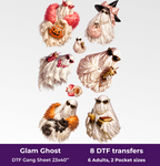 Glam Ghosts  DTF Gang Sheet, 23x40 in. Trendy Ready-to-press Heat transfers
