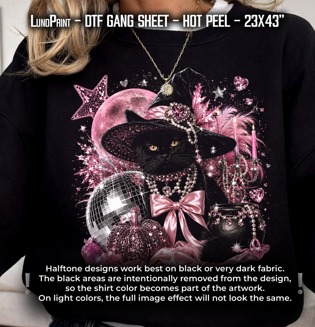 Halftone Glam Halloween DTF Gang Sheet, 23x35 in. Ready to Press Heat transfers
