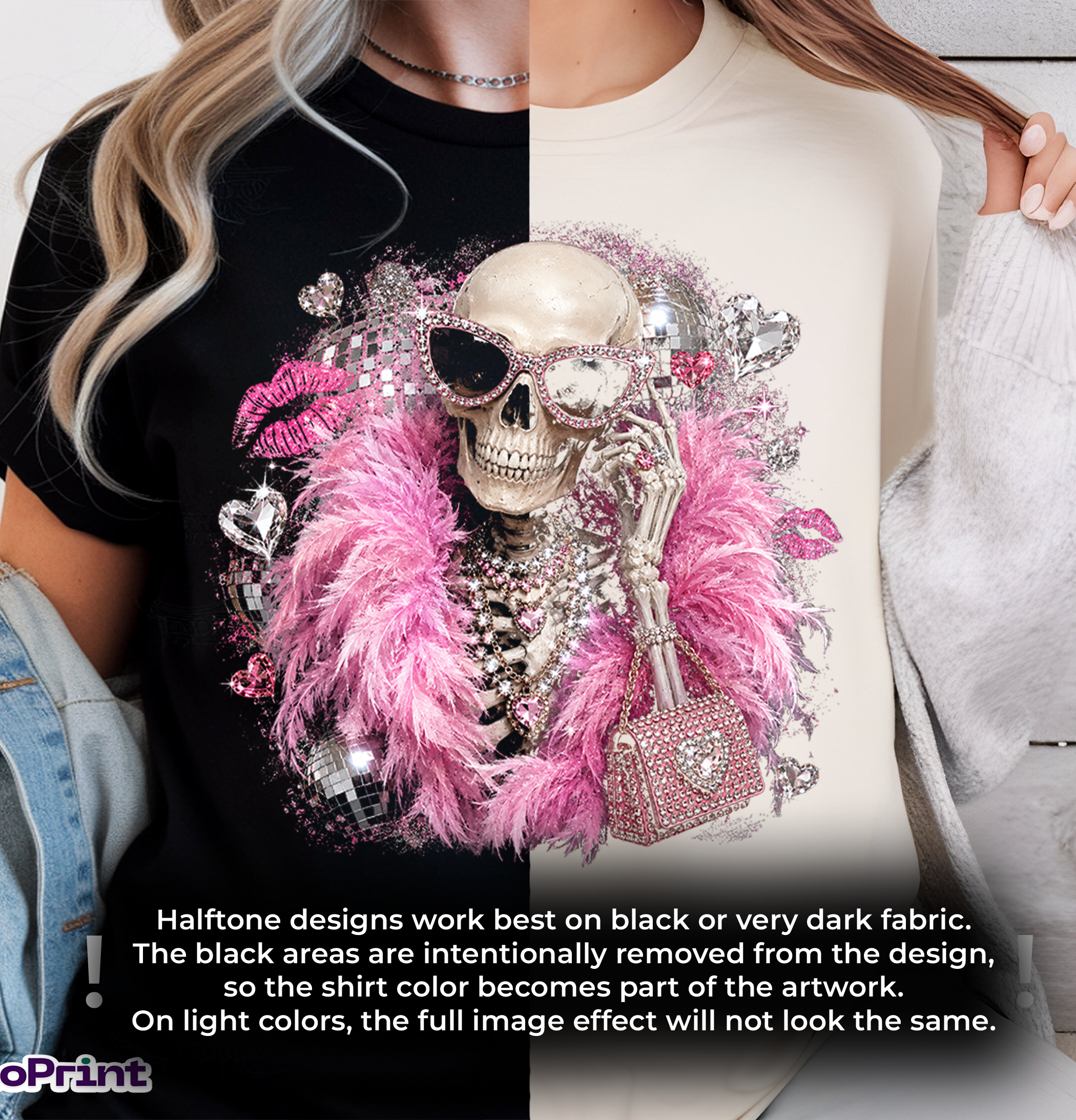 Halftone Glam Halloween DTF Gang Sheet, 23x35 in. Ready to Press Heat transfers