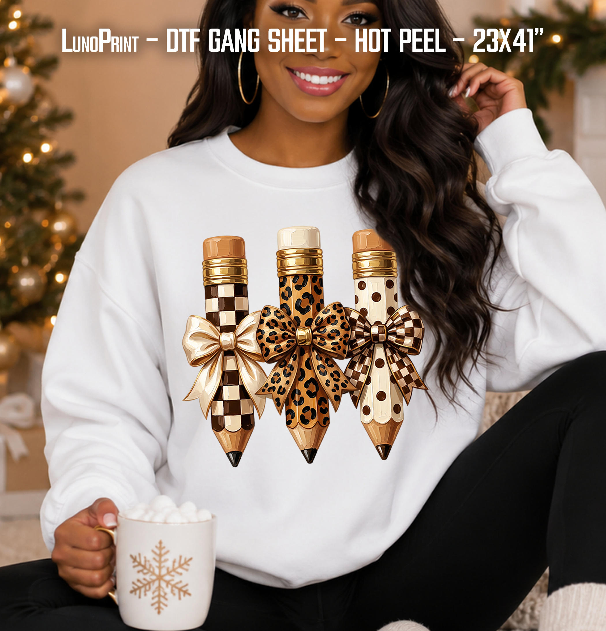 Leopard School DTF Gang Sheet 23x40 in. Back to School Ready-to-press Heat transfers