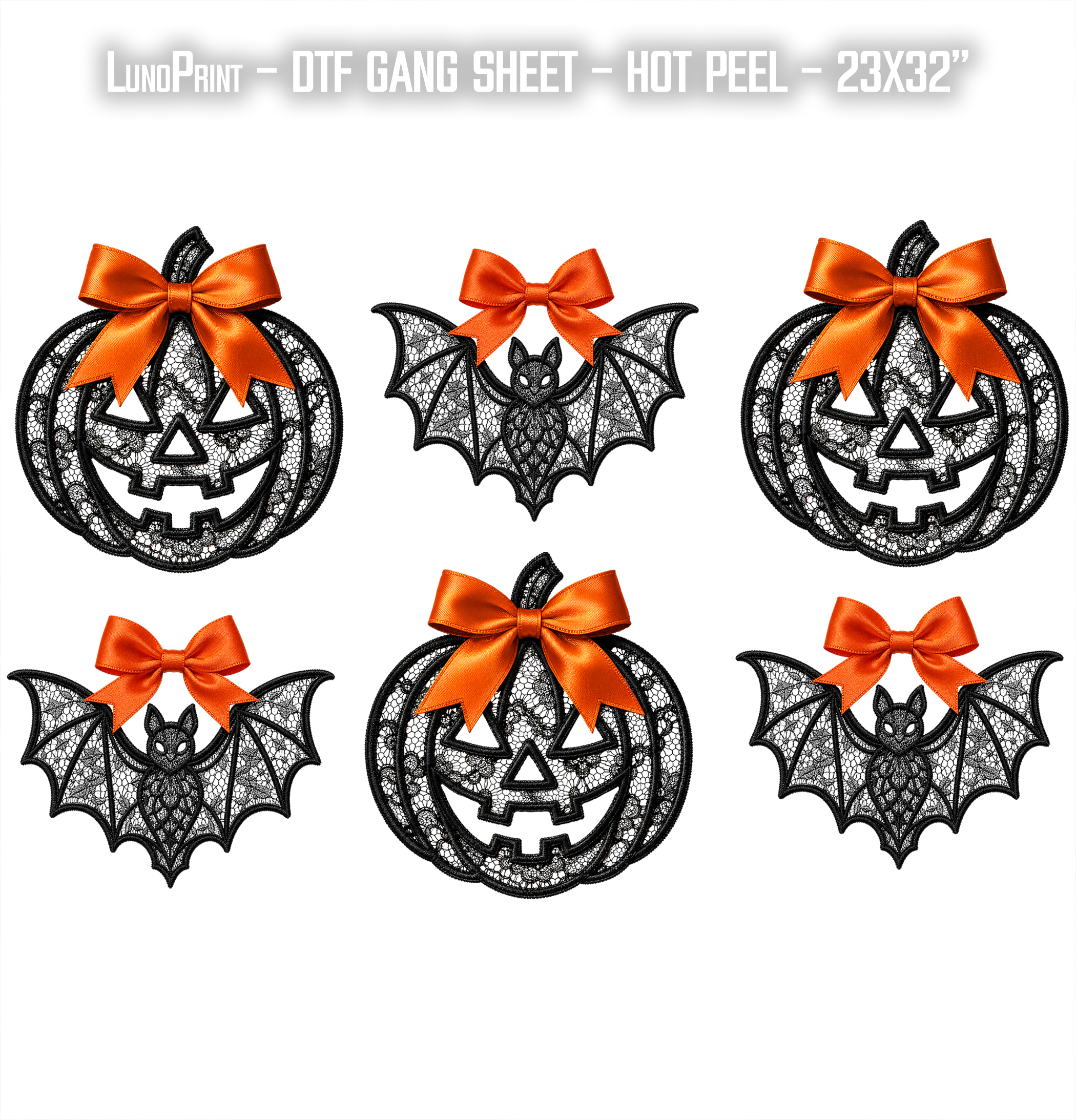 Halloween Lace DTF Gang Sheet 23x32 in. Ready-to-press Heat transfers