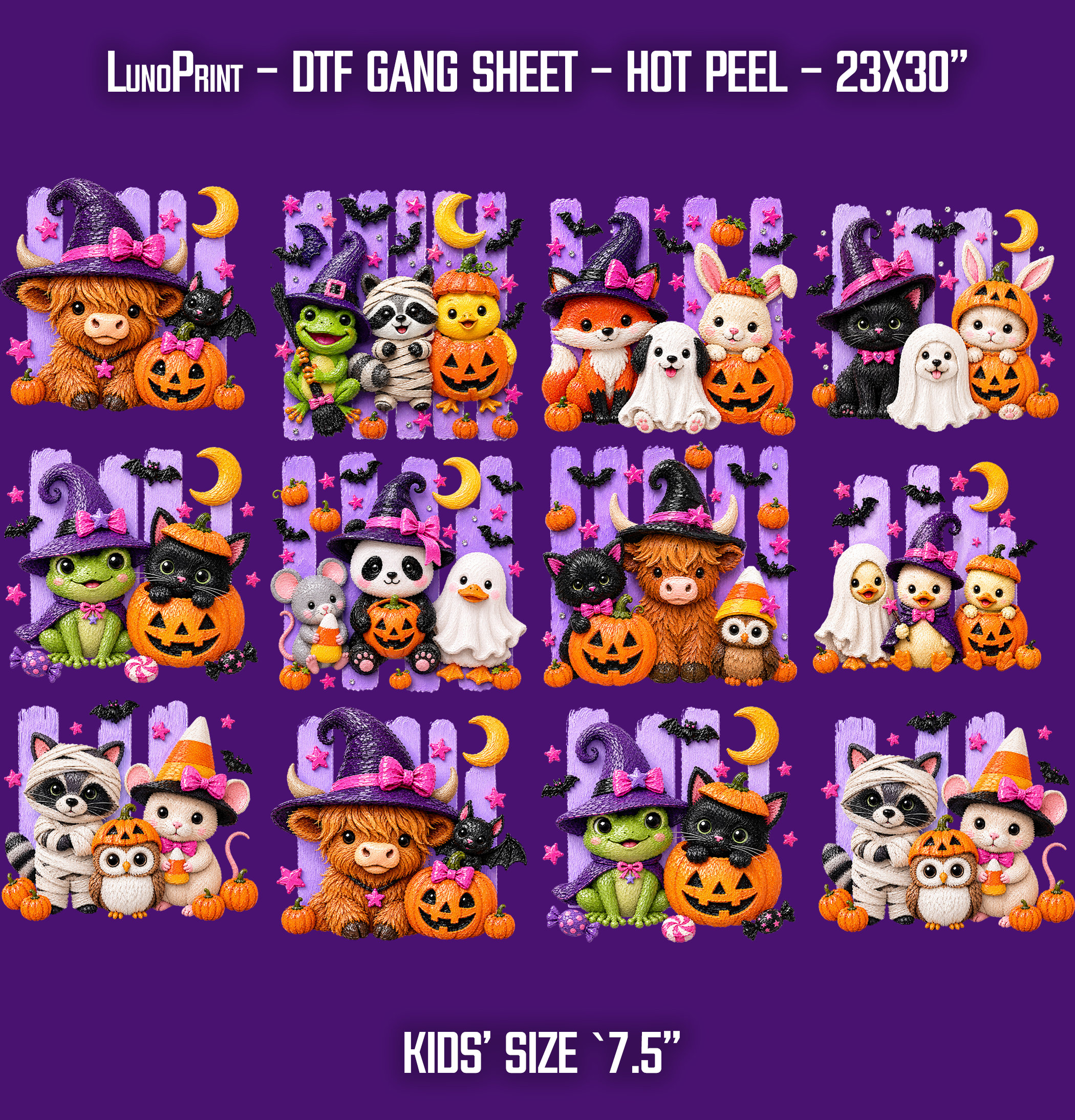 Halloween Friends DTF Gang Sheet 23x30 in. Cute Ready-to-press Heat transfers