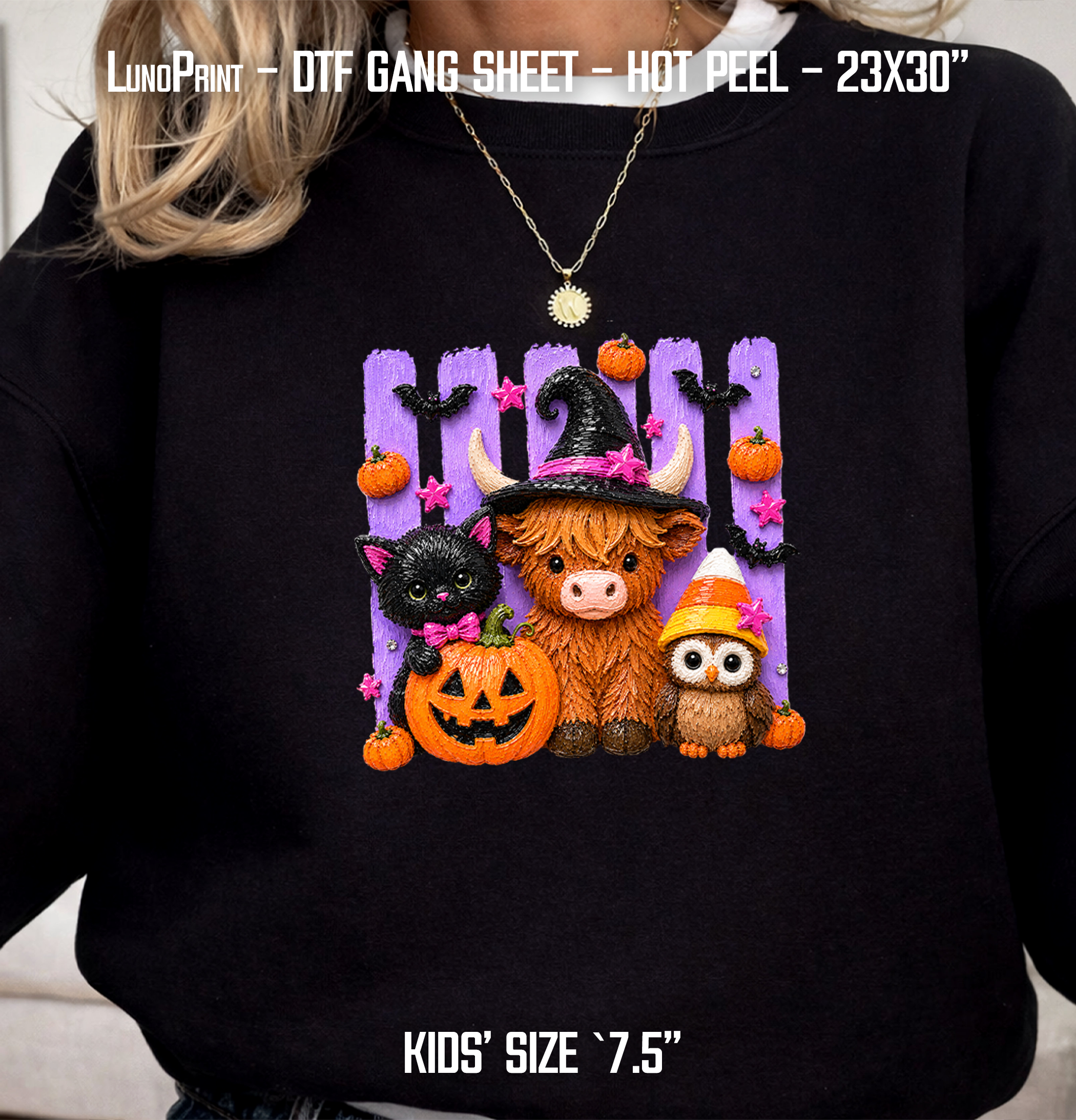 Halloween Friends DTF Gang Sheet 23x30 in. Cute Ready-to-press Heat transfers