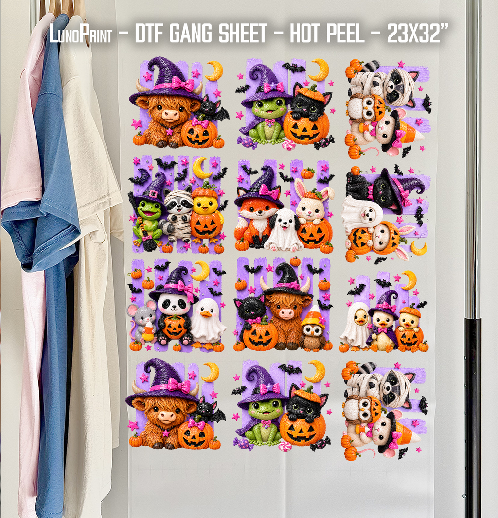 Halloween Friends DTF Gang Sheet 23x30 in. Cute Ready-to-press Heat transfers