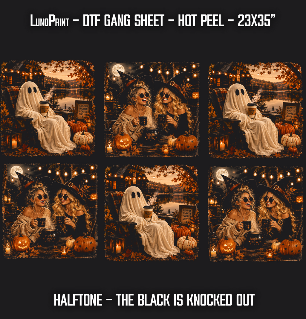 HALFTONE Halloween DTF Gang Sheet 23x35 in. Ready-to-press Heat transfers
